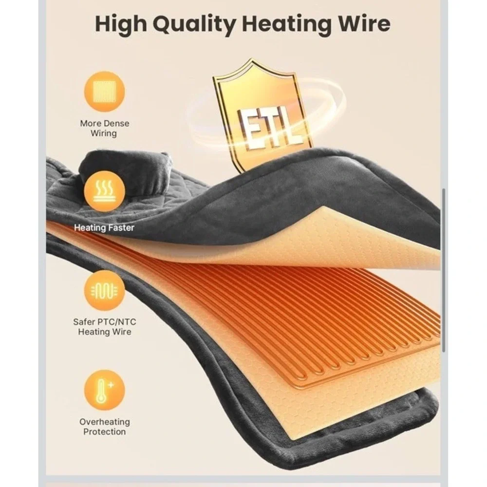 Heating Pad‎ for Neck and Shoulders and Back for Pain Relief Gray Large 24